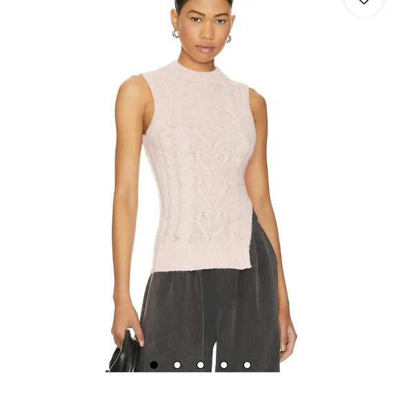 Lovers + Friends  Barbiecore Pink Cable Knit Sweater Vest - Picture 4 of 15